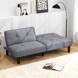 Sofá Cama Plegable Convertible Tipo Futón con Respaldo Ajustable en 6 Posiciones-Gris