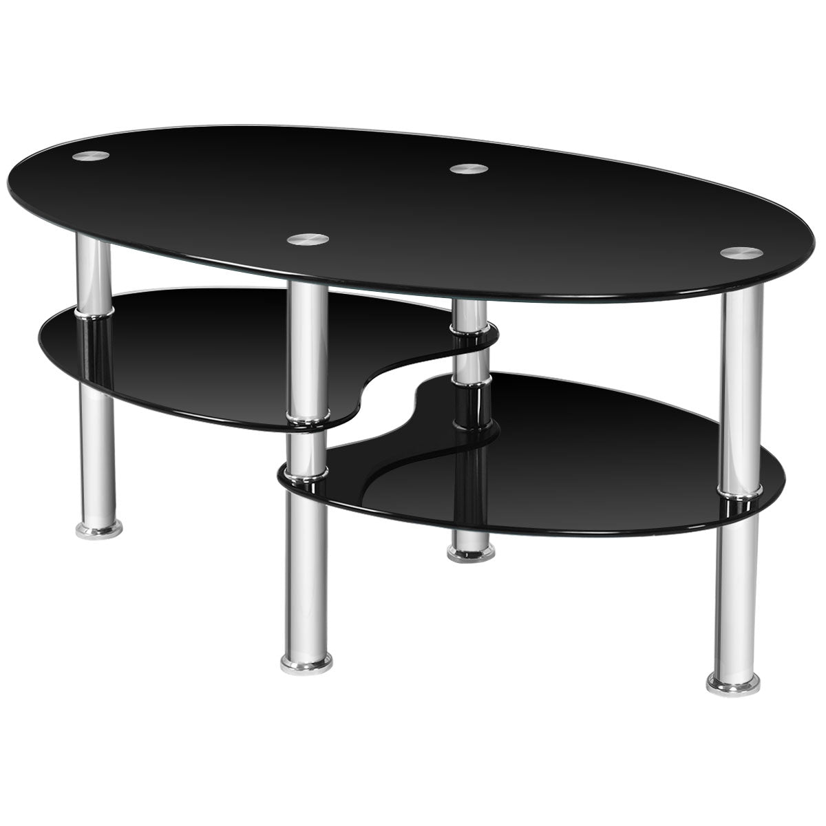 Mesa de centro ovalada de cristal templado