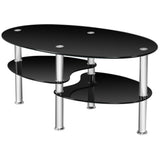Mesa de centro ovalada de cristal templado