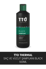 TTO Black Hair and Body Shampoo 500ml - Natural Multipurpose Cleanser for Simplified Routine
