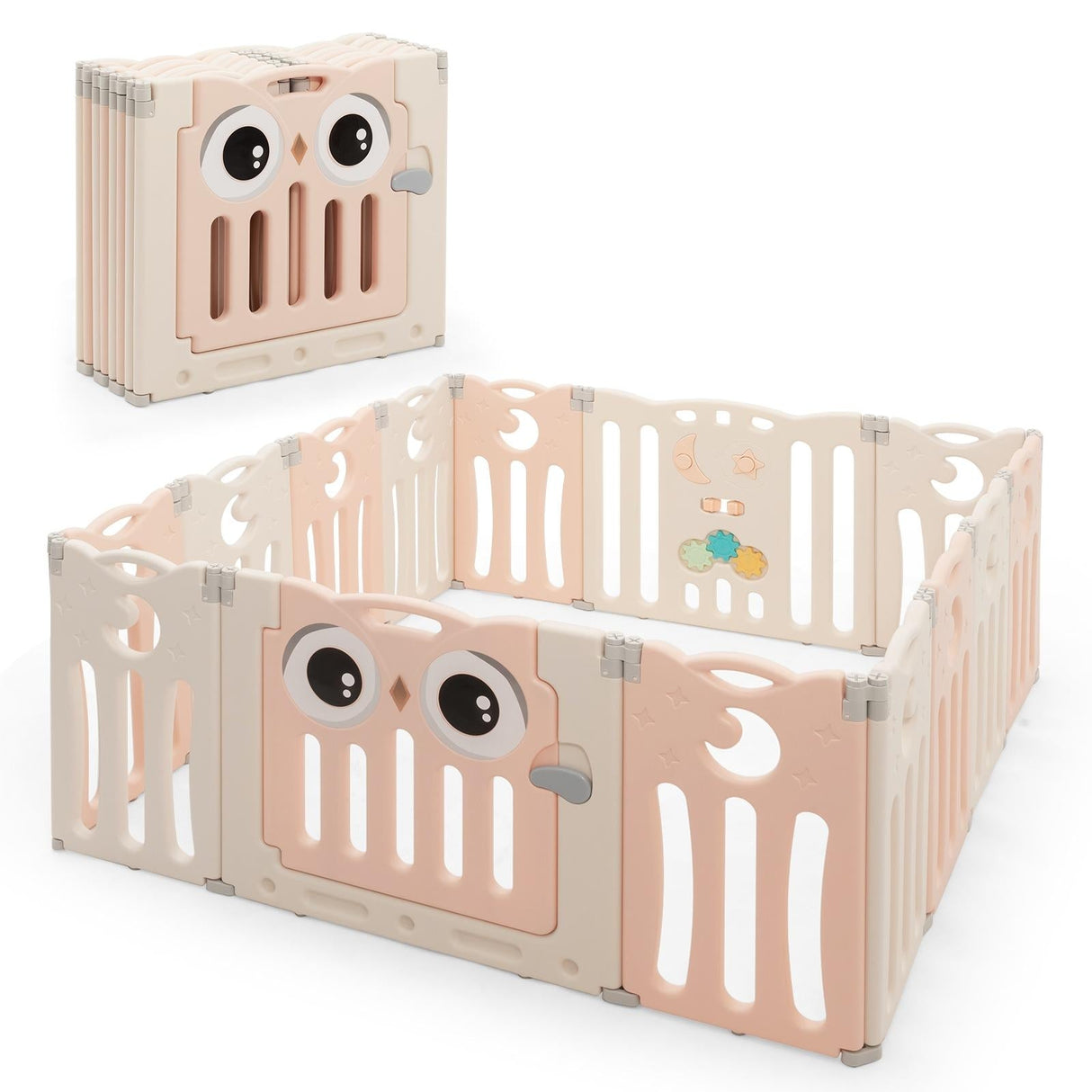 Parque para bebés de 14 paneles, centro de actividades para niños, corralito plegable con puerta con cerradura