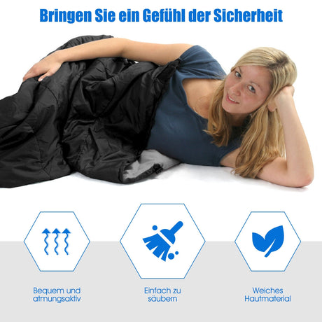 Saco de dormir impermeable para 2 personas con 2 almohadas - Negro