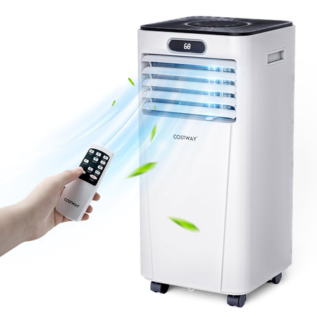 Acondicionador de aire portátil 4 en 1 de 10000 BTU con deshumidificador y modo ventilador