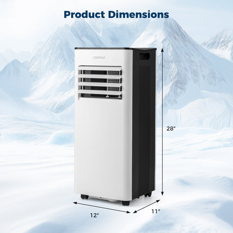 Aire Acondicionado Portátil de 10000 BTU con Ventilador, Deshumidificador y Pantalla LED