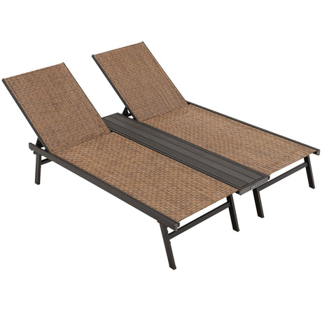 Tumbona doble de patio con panel central - Marrón