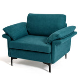 Sillón moderno de tela con muelles distribuidos originales y cojines en los reposabrazos