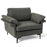Sillón moderno de tela con muelles distribuidos originales y cojines en los reposabrazos