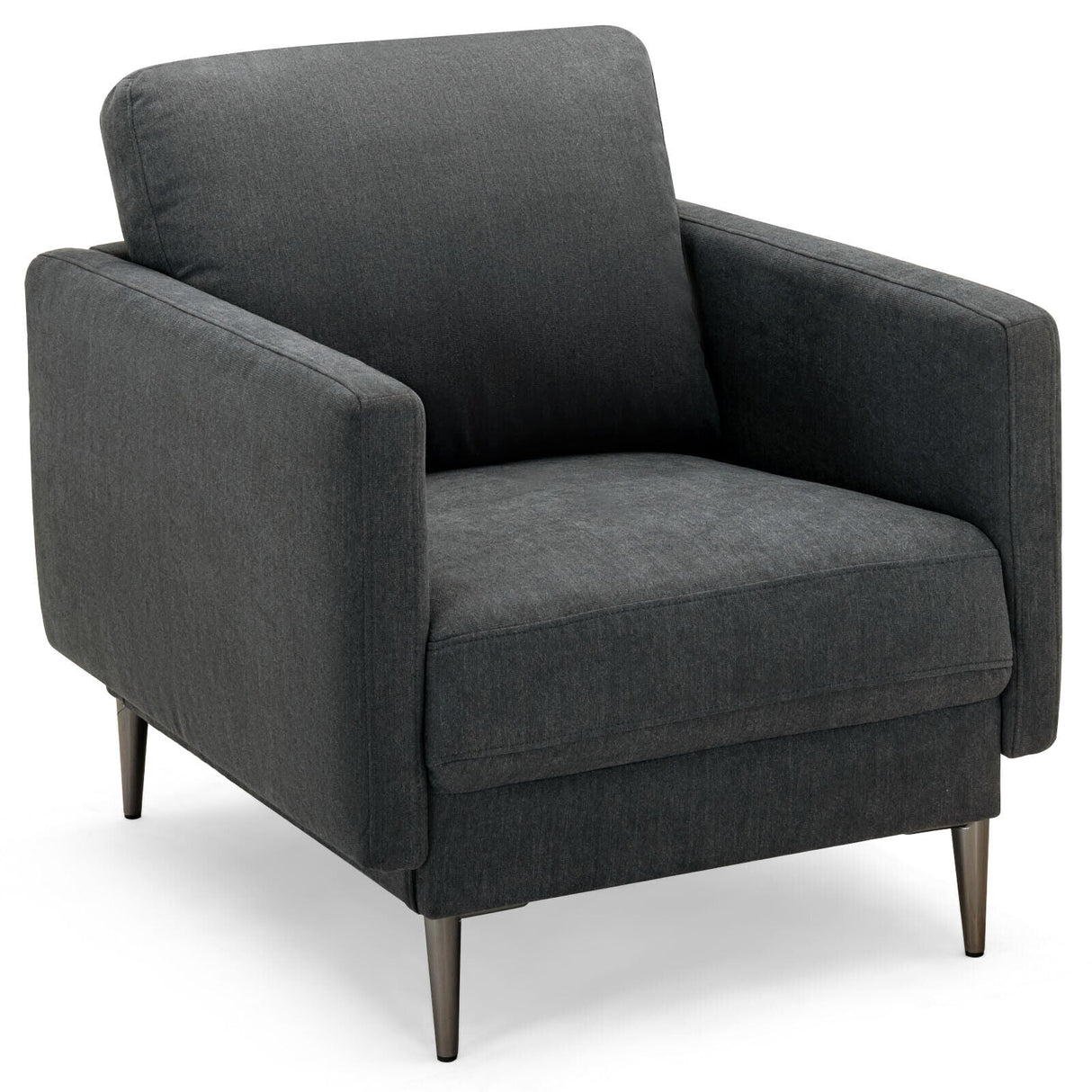 Sillón decorativo moderno tapizado con cojín de respaldo extraíble