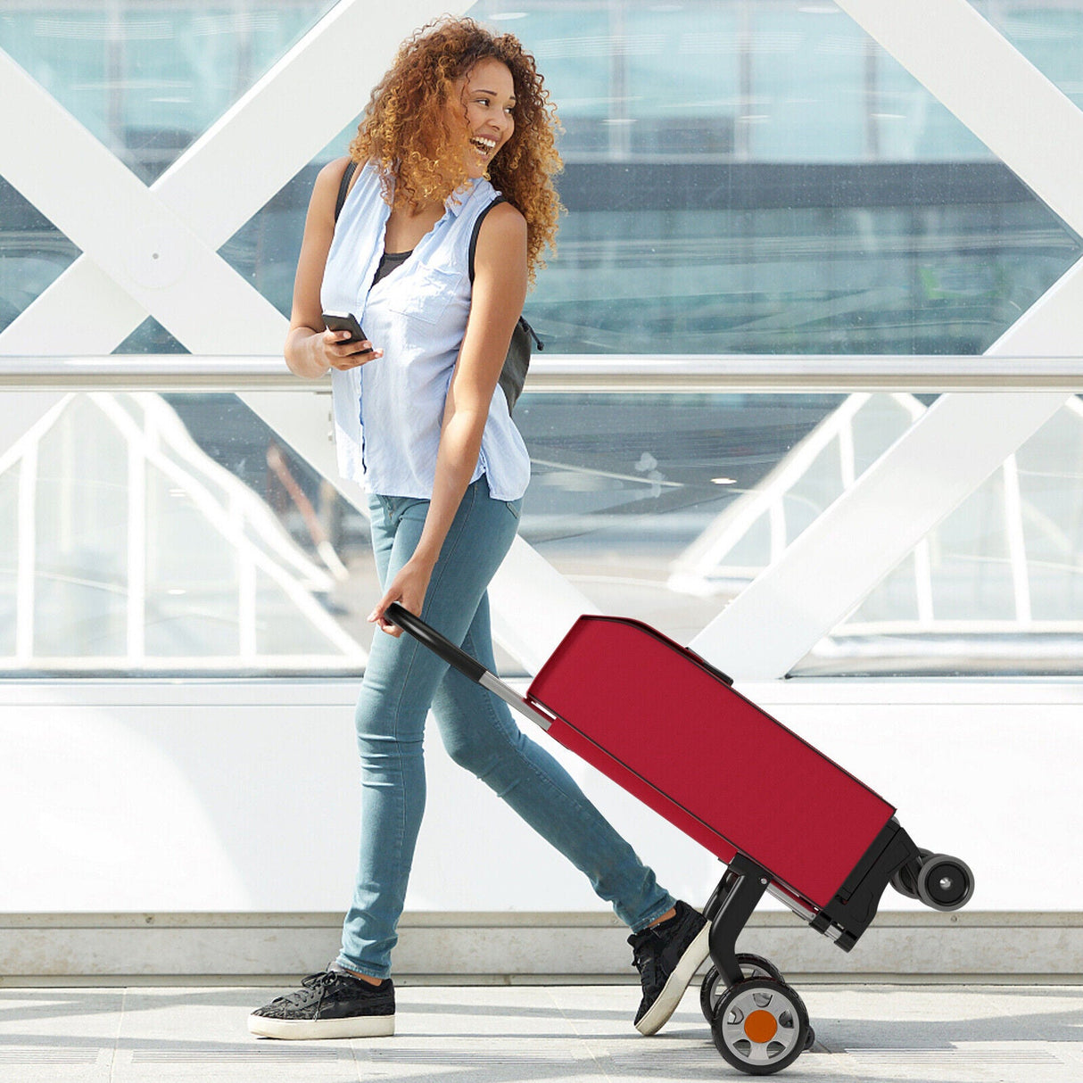 Folding Shopping Cart Utility Hand Truck with Rolling Swivel Wheels