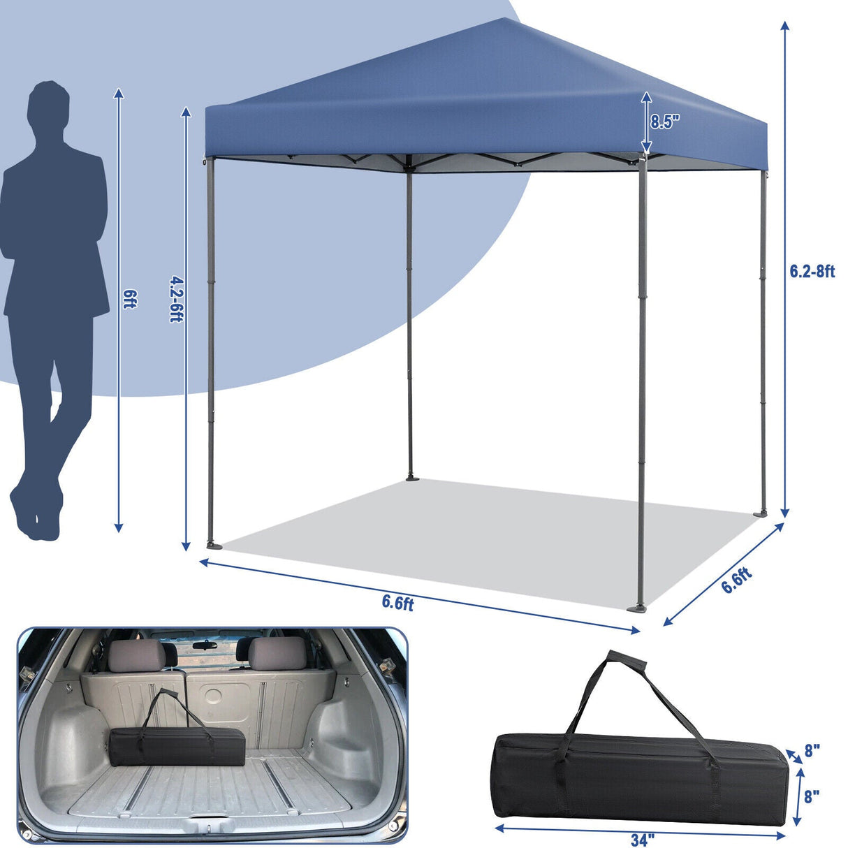 Carpa plegable para exterior de 2 x 2 metros con protección solar UPF 50+