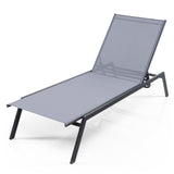 Tumbona reclinable ajustable para exterior con posición horizontal y tela de secado rápido