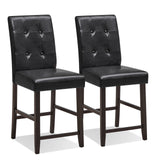 Juego de 2 taburetes de bar con patas de madera de caucho y respaldo capitoné