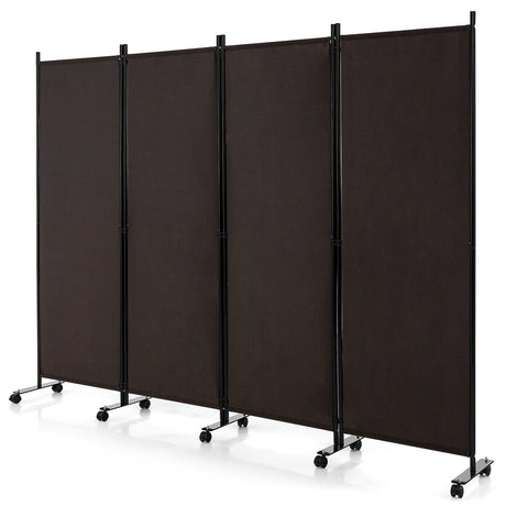 Separador de ambientes plegable de 4 paneles de 1,8 metros, biombo con ruedas bloqueables