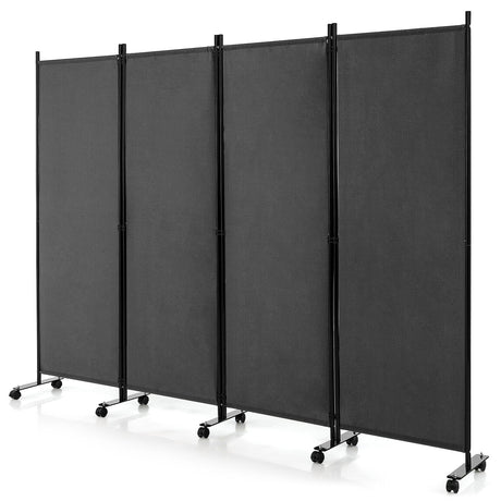 Separador de ambientes plegable de 4 paneles de 1,8 metros, biombo con ruedas bloqueables