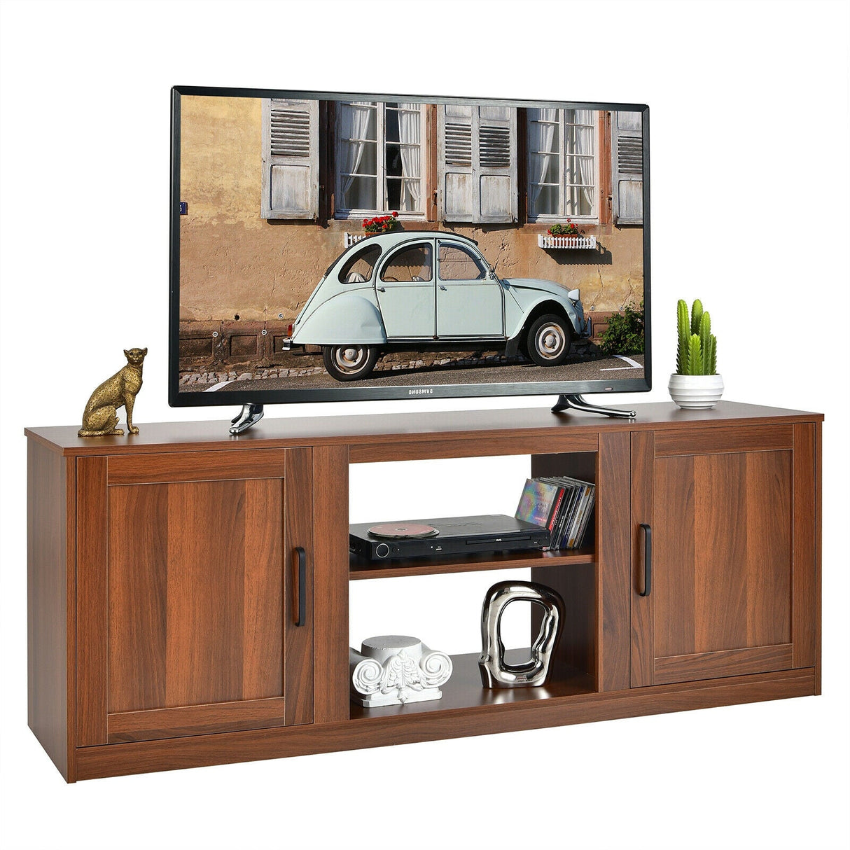 Mueble de TV con puertas corredizas dobles para televisores de hasta 65 pulgadas