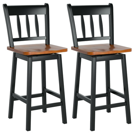 Juego de 2 taburetes de bar giratorios de 24.5 pulgadas con giro de 360°