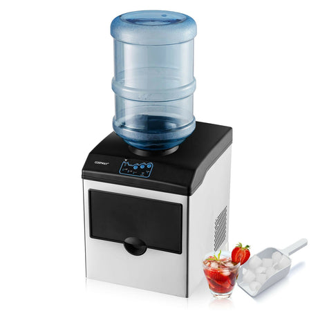 Máquina de hielo 2 en 1 de acero inoxidable para encimera con dispensador de agua