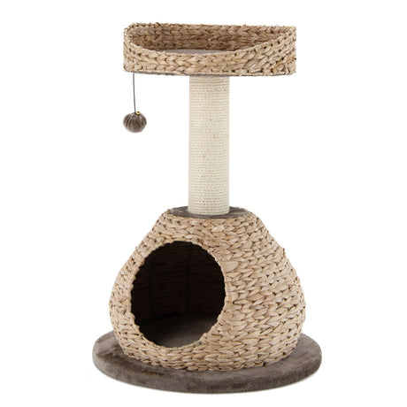 Torre para gatos artesanal de 28 pulgadas con plataforma de salto