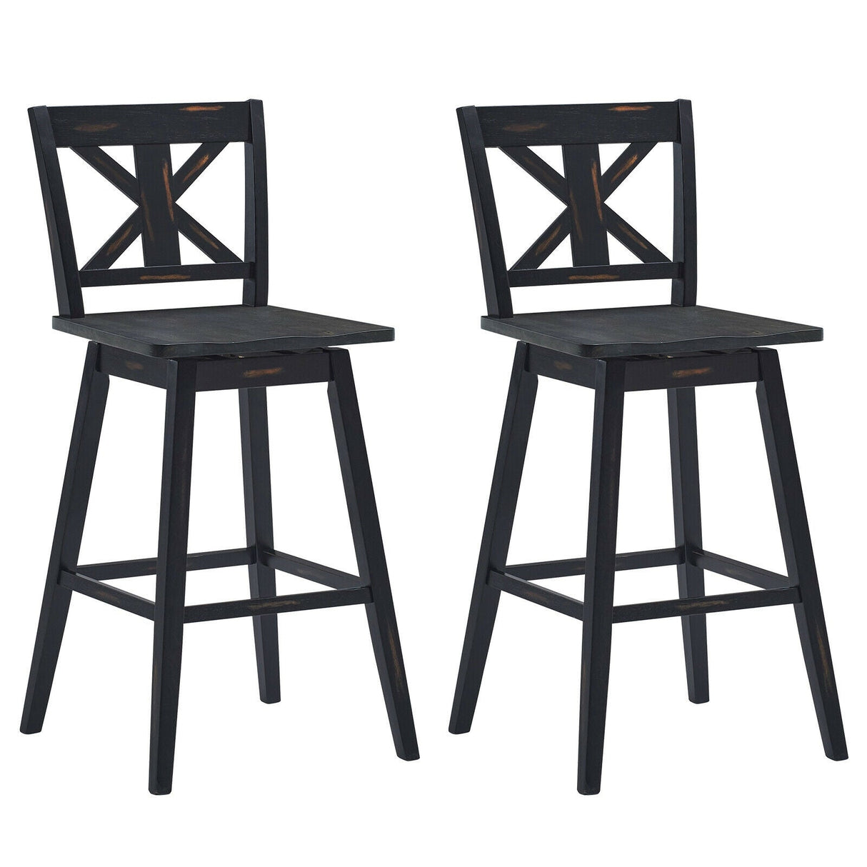 Set of 2 360-Degree Swivel Bar Stools for Home Restaurant