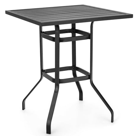 Mesa alta cuadrada de acero para exterior de 32 pulgadas con superficie con recubrimiento en polvo