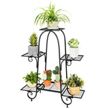 Estante para plantas de 6 niveles con almohadillas ajustables para los pies - Negro
