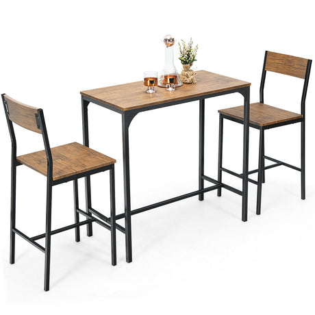 Juego de mesa de bar de 3 piezas con 2 taburetes - Negro