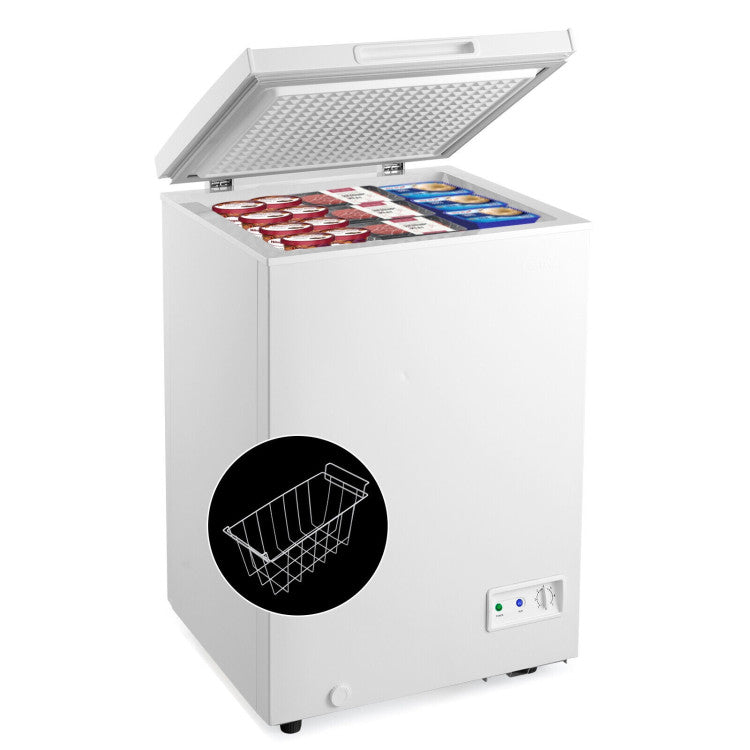 Congelador horizontal compacto de 3.5 pies cúbicos con cesta de almacenamiento extraíble