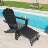 Patio HDPE Adirondack Chair with Retractable Ottoman