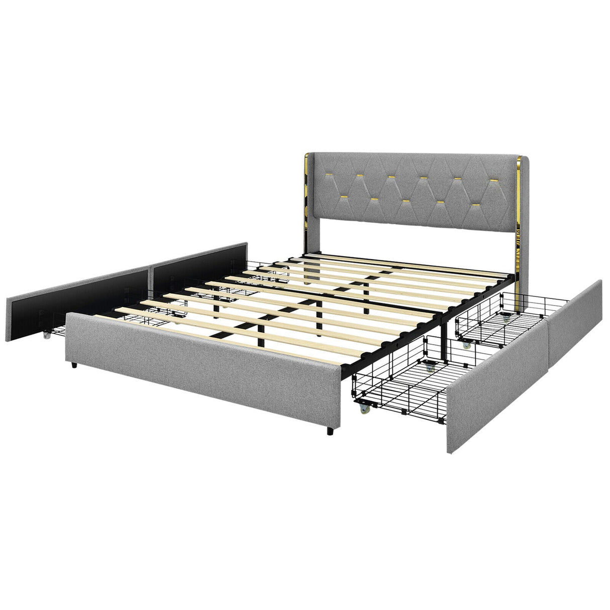 Base de cama para colchón con 4 cajones de almacenamiento