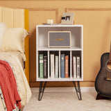 Mueble para tocadiscos independiente, armario para discos con patas de metal - blanco