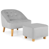 Sillón Sofá Infantil Tapizado en Terciopelo Suave con Otomana