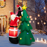 Árbol de Navidad y Papá Noel hinchables de 1,8 m con LED y soplador de aire
