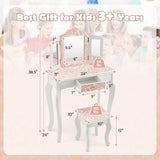 Tocador Infantil 2 en 1 con Espejo Triple Plegable - Rosa