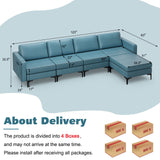 Modular L-shaped Sectional Sofa with Reversible Ottoman and 2 USB Ports