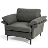 Sillón moderno de tela con muelles distribuidos originales y cojines en los reposabrazos