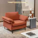 Sillón moderno de tela con muelles distribuidos originales y cojines en los reposabrazos