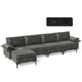 Extra Large L-shaped Sectional Sofa with Reversible Chaise and 2 USB Ports for 4-5 People