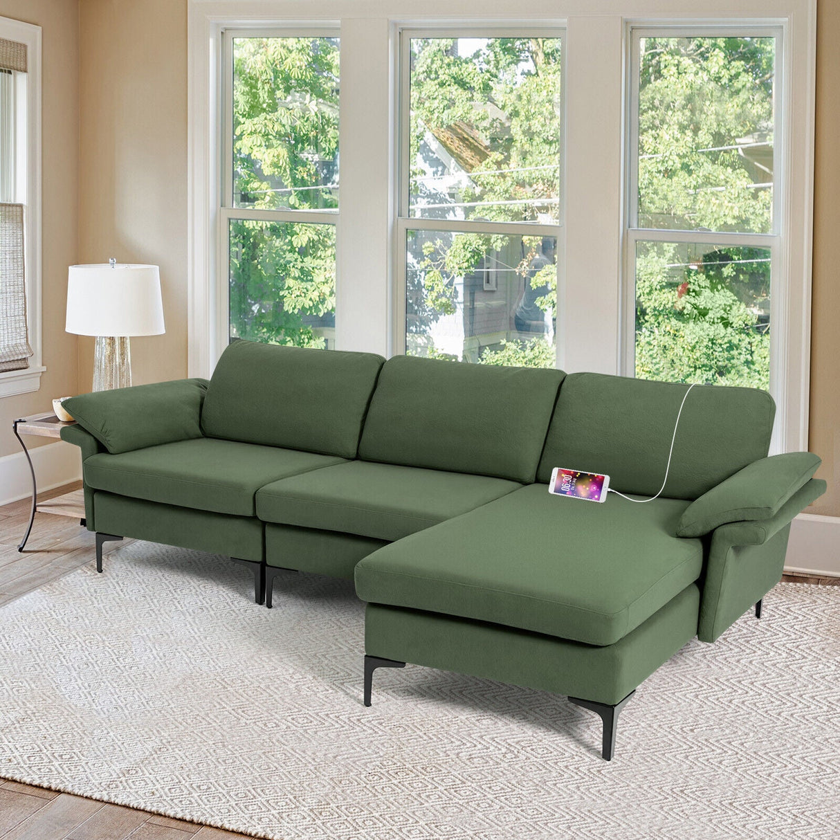 Sofá seccional modular extra grande en forma de L con chaise reversible para 4-5 personas