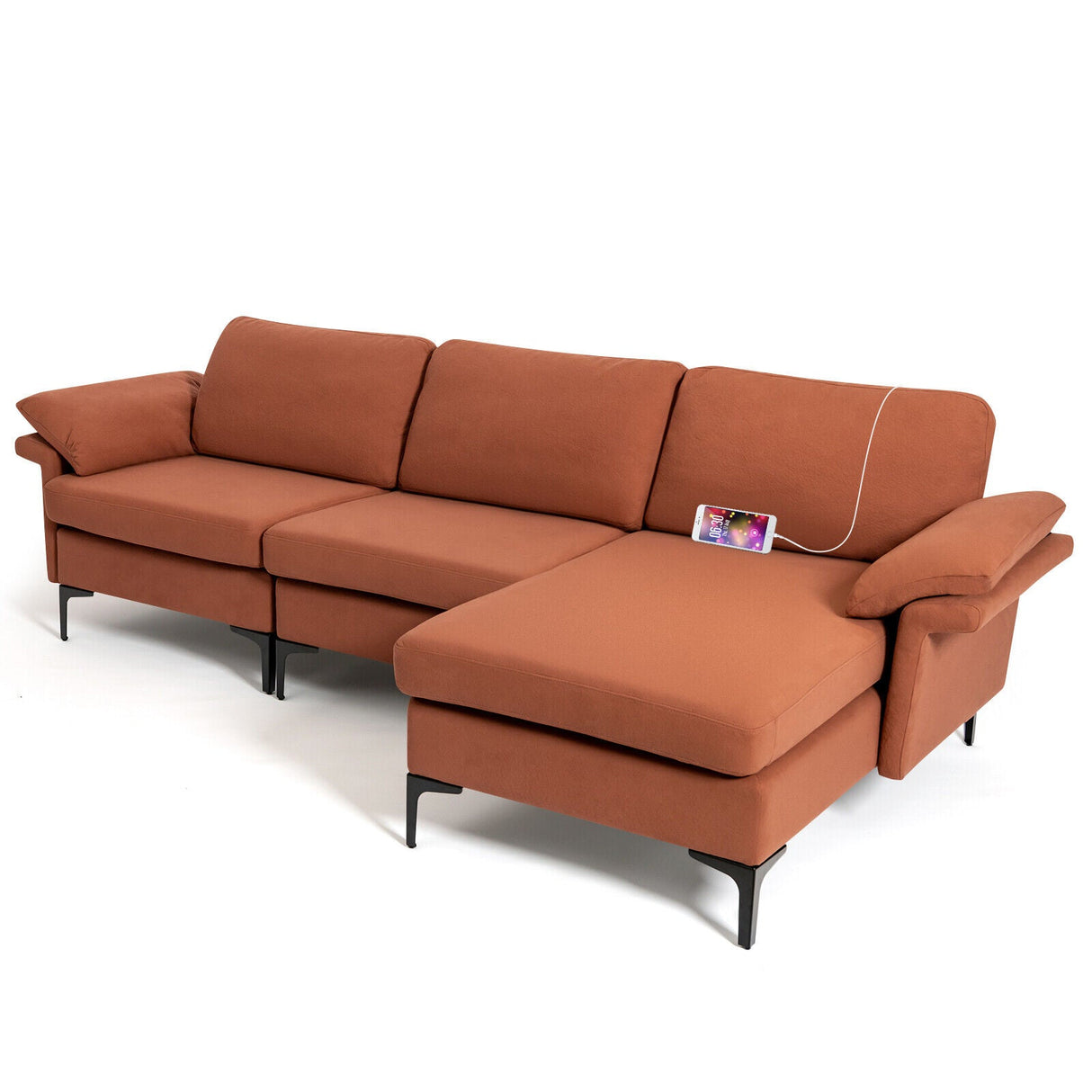 Sofá seccional modular extra grande en forma de L con chaise reversible para 4-5 personas