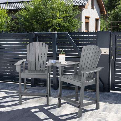 2 sillas Adirondack altas de HDPE con bandeja central de conexión