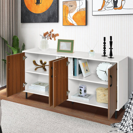 Aparador de cocina de 4 puertas para comedor y cocina - Blanco