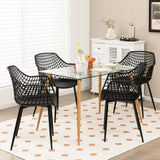 Set of 4 Heavy Duty Modern Dining Chair with Airy Hollow Backrest