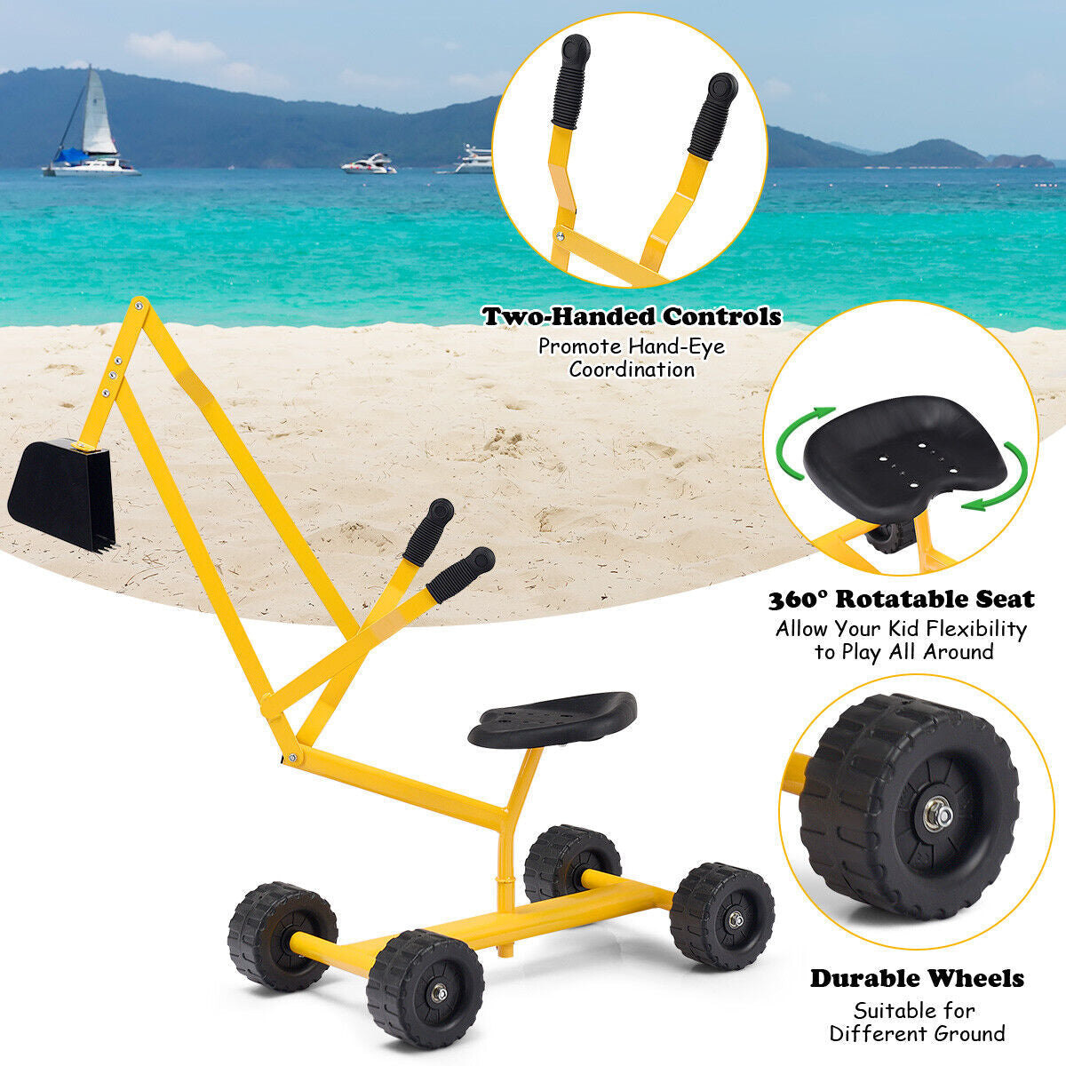 Excavadora de arena para niños con estructura de acero de alta resistencia