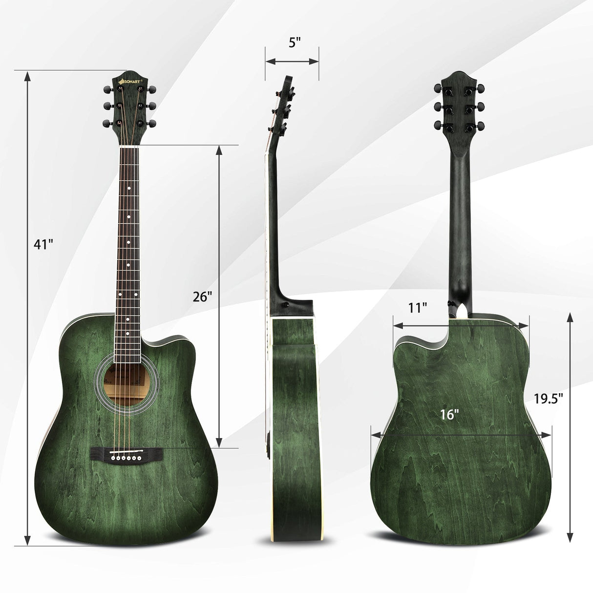 41 Inch Full Size Cutaway Acoustic Guitar Set for Beginner