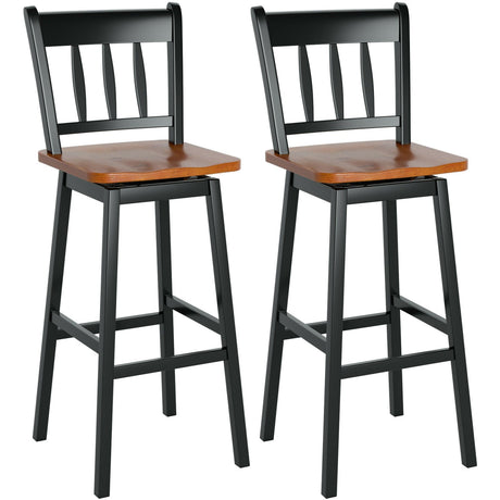 Juego de 2 taburetes de bar giratorios de 30.5 pulgadas con giro de 360°