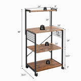 Estantería de cocina de 4 niveles con ruedas