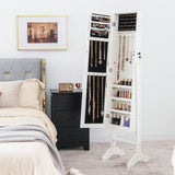 Free-Standing Jewelry Cabinet with Full-Length Mirror and Lockable Door