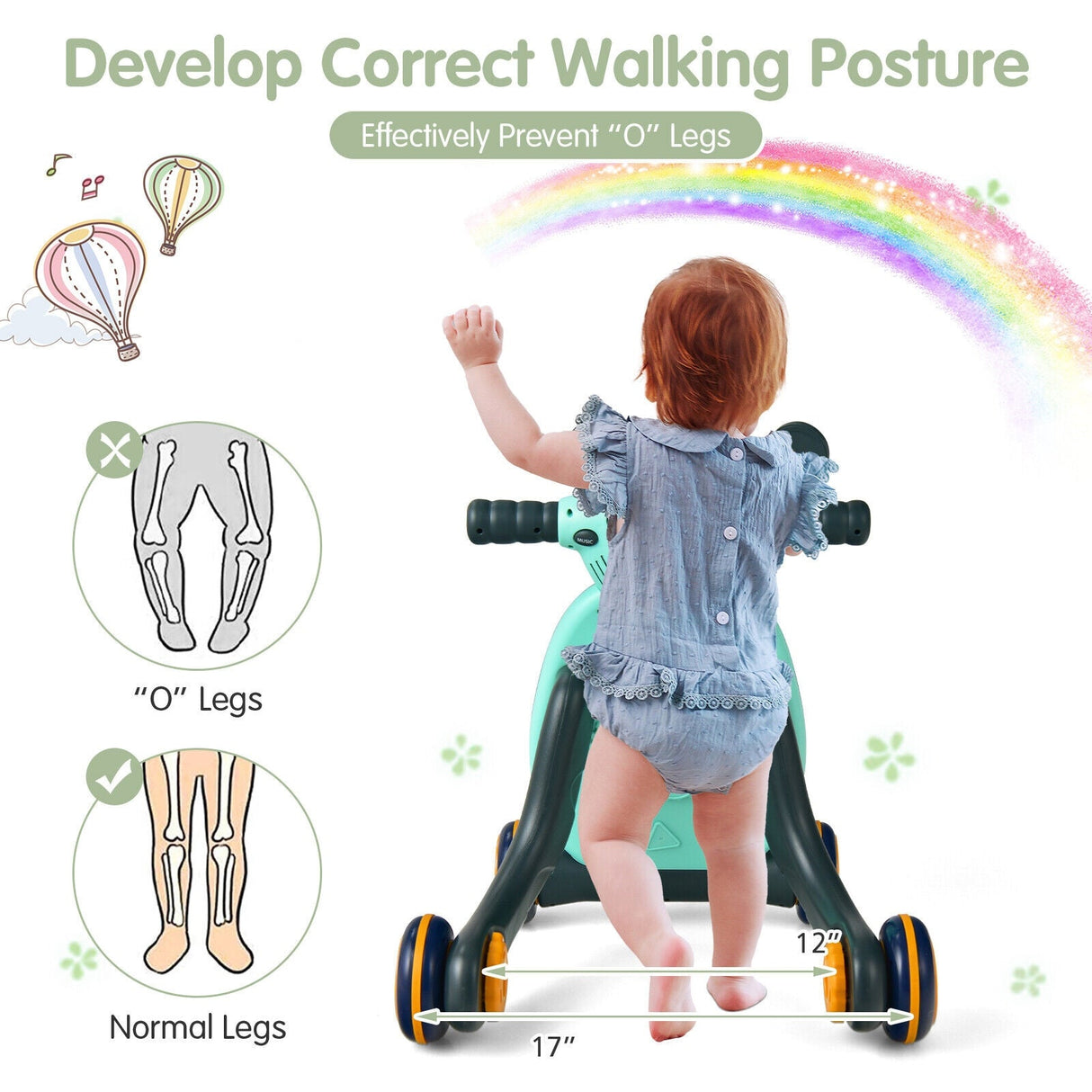 Andador de aprendizaje 2 en 1 con luces y sonidos para bebés