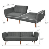 Convertible Futon Sofa Bed Adjustable Couch Sleeper with Wood Legs