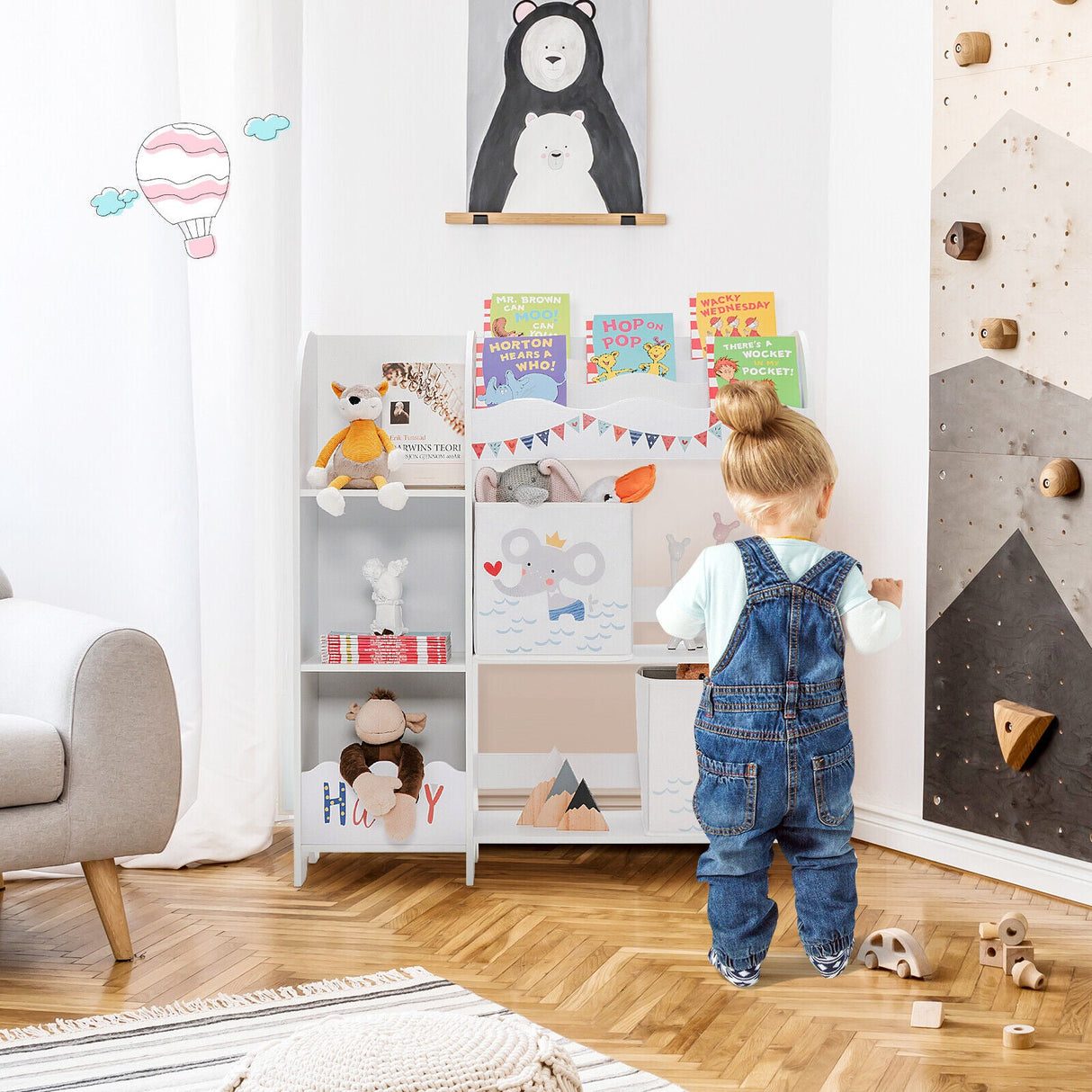 Mueble Organizador de Madera para Niños con Contenedores